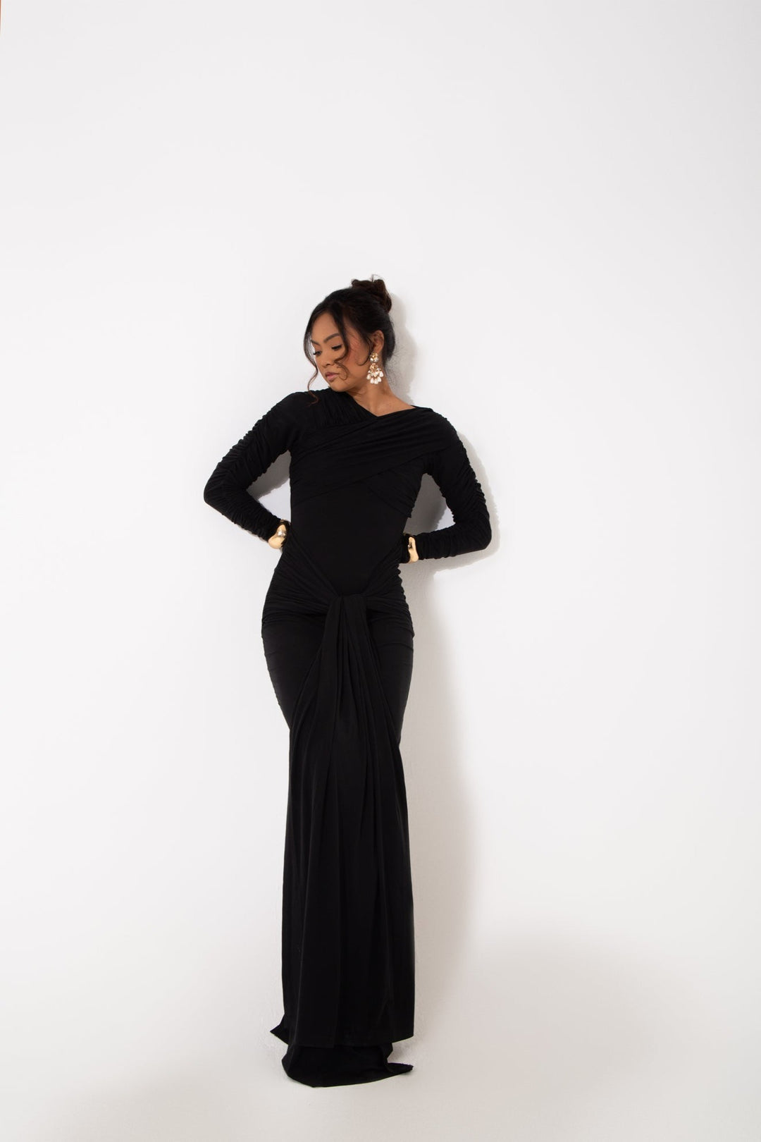 long stretchy dress Long V-Neck Prom Dress with Open Back